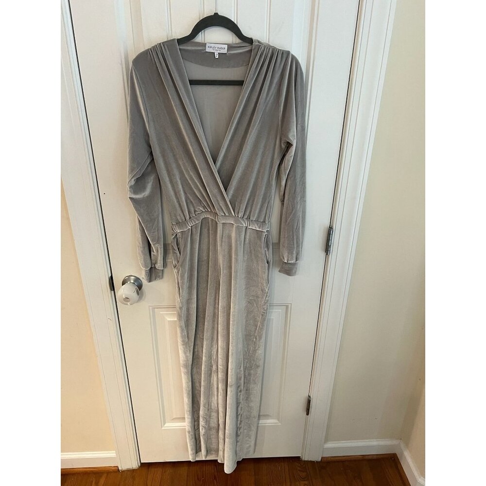 Ripley Rader Los Angeles Womens Velvet Long Sleeve Grey Jumpsuit Size 2 Small